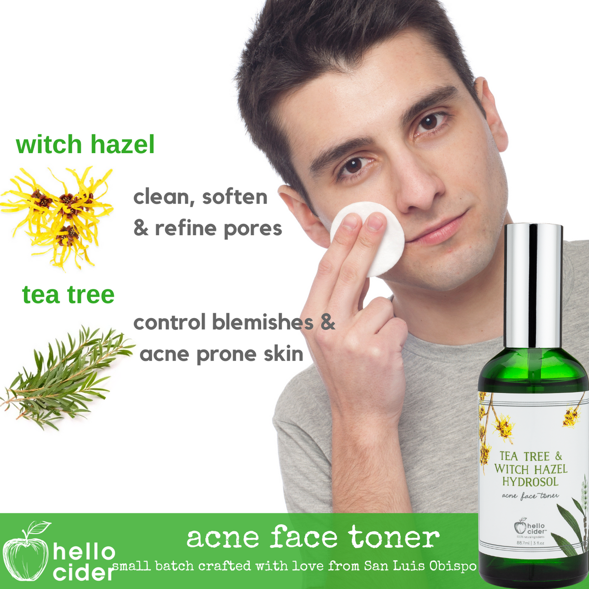 Organic acne tea tree witch hazel facial spray