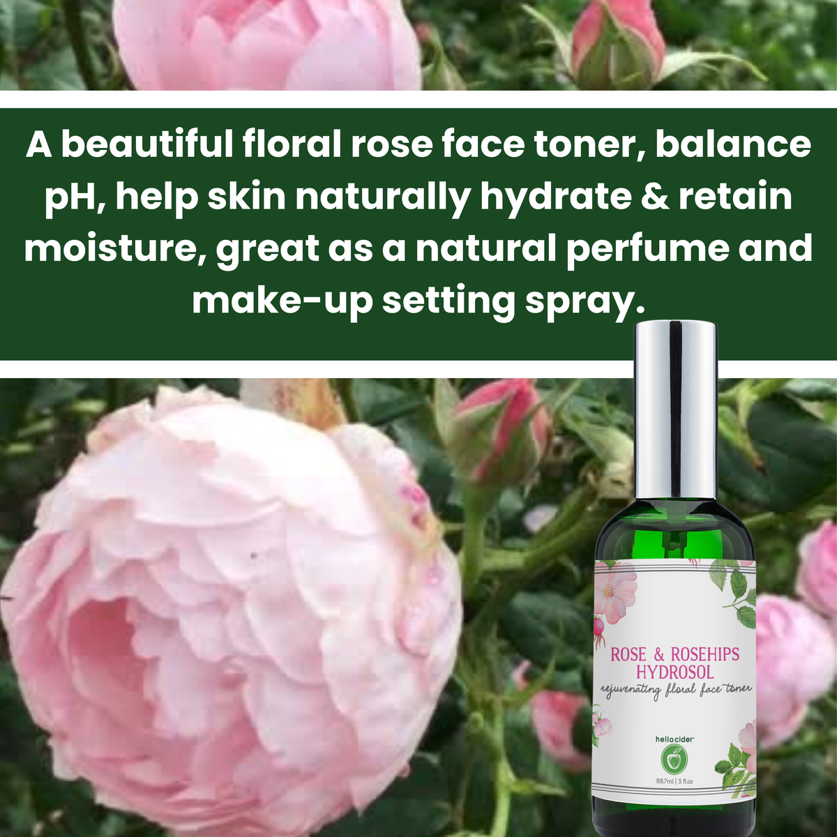Organic rose & rosehip hydrosol facial spray