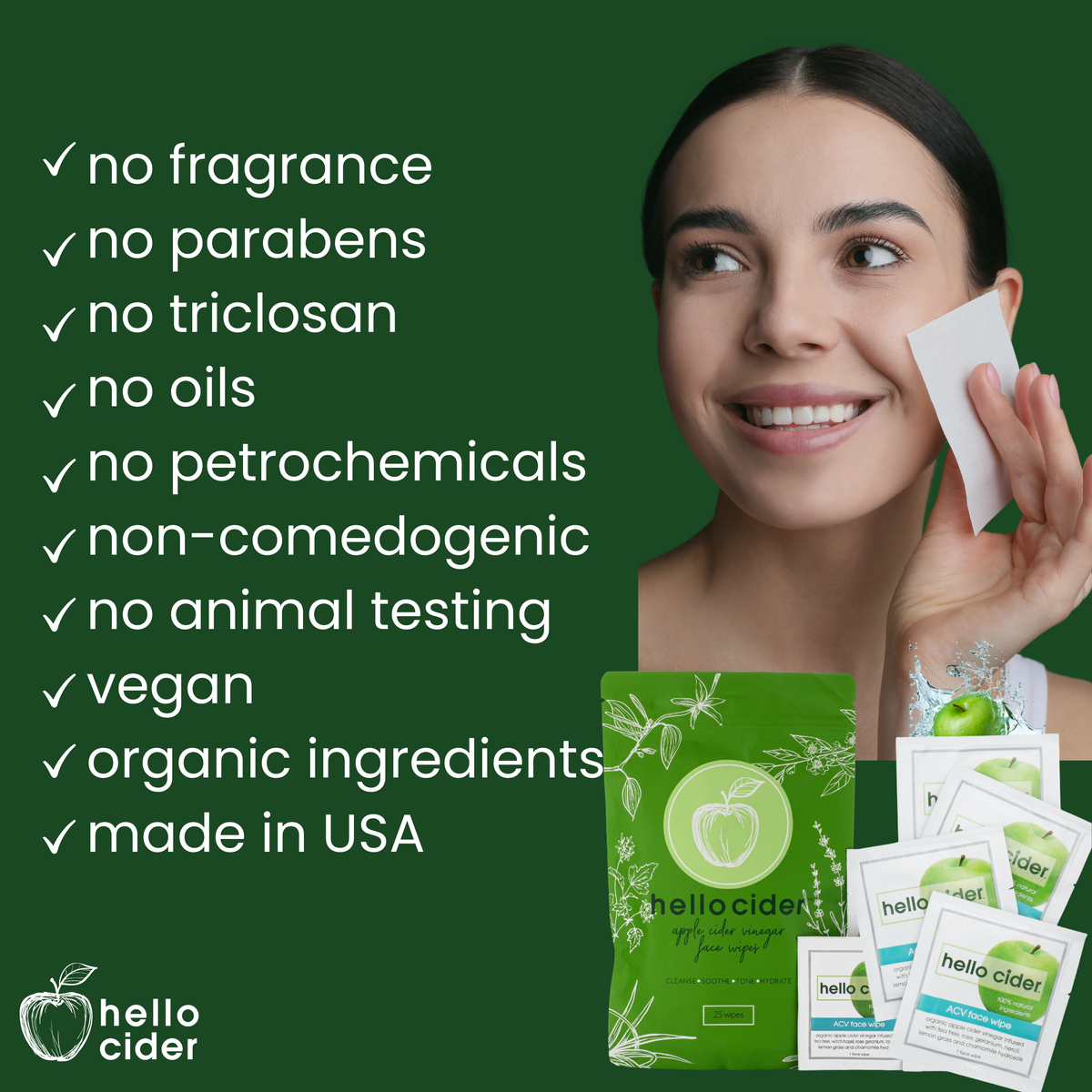 Acne organic face wipe