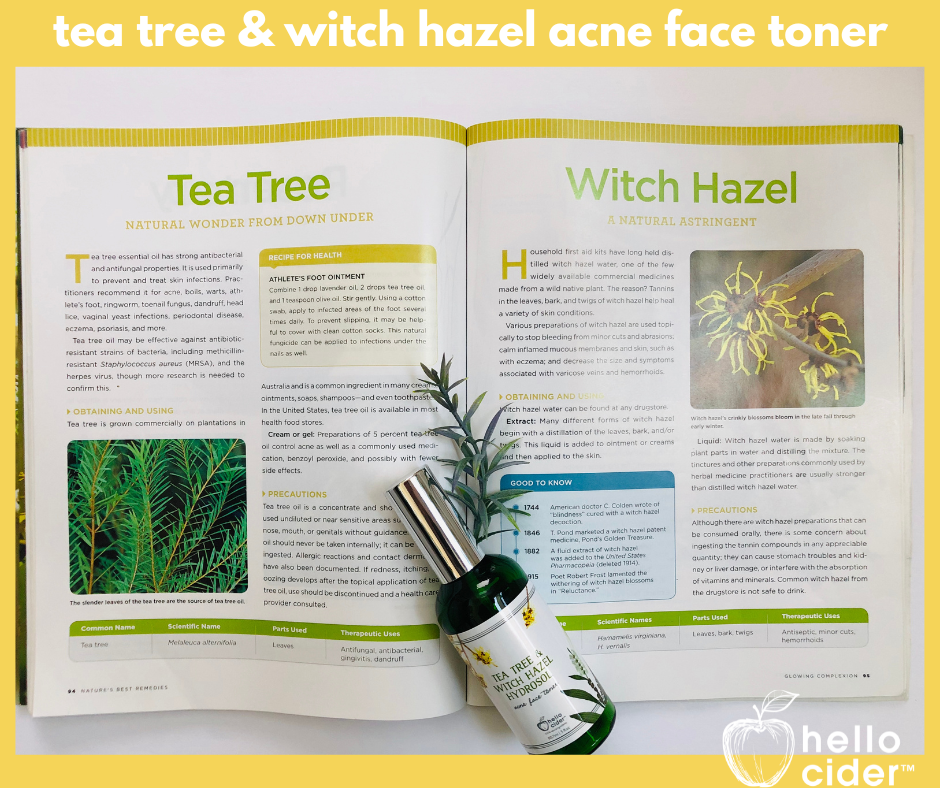 Organic acne tea tree witch hazel facial spray