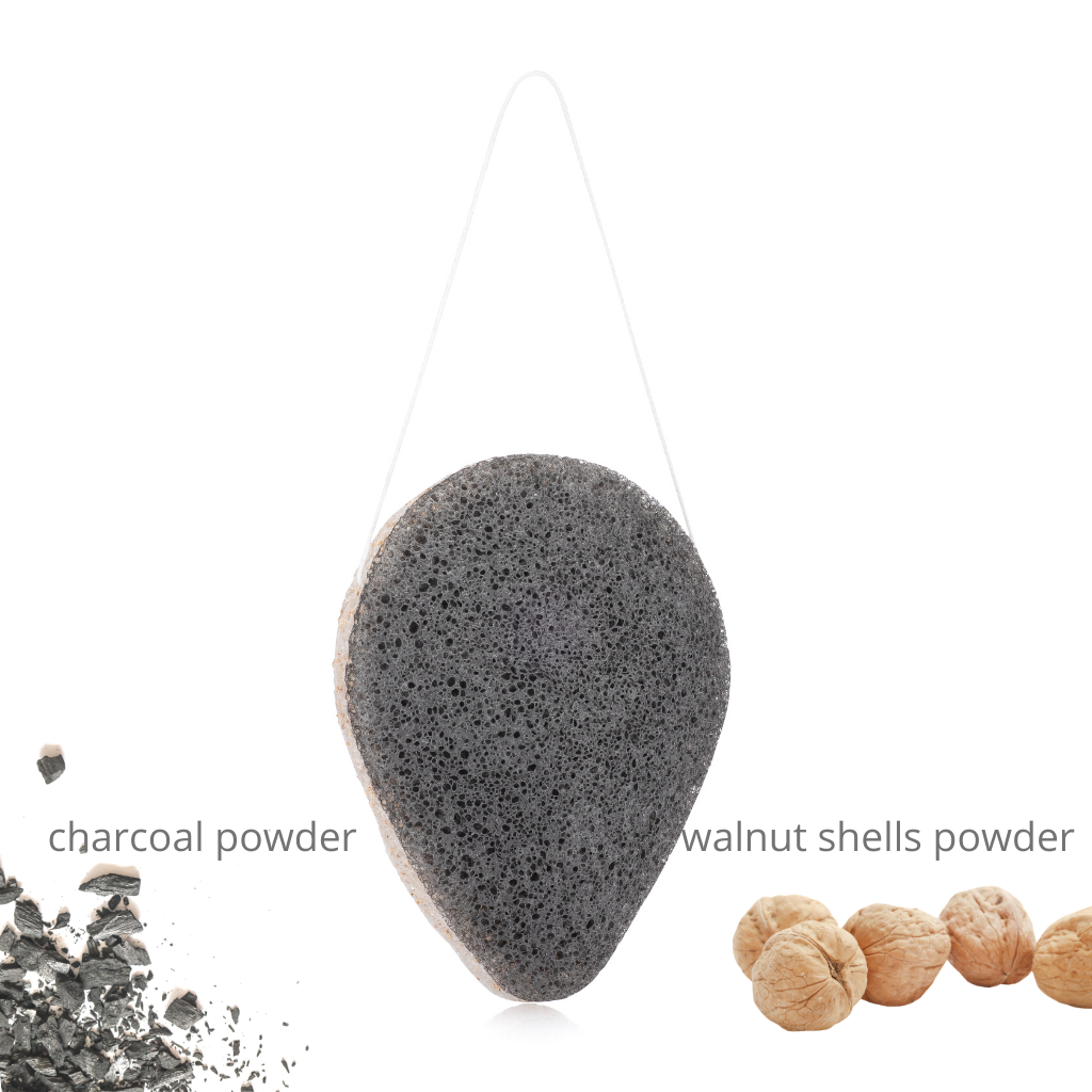 Charcoal/Rose/Green Tea + Walnut Konjac Gentle Facial Sponges Set - Hello Cider