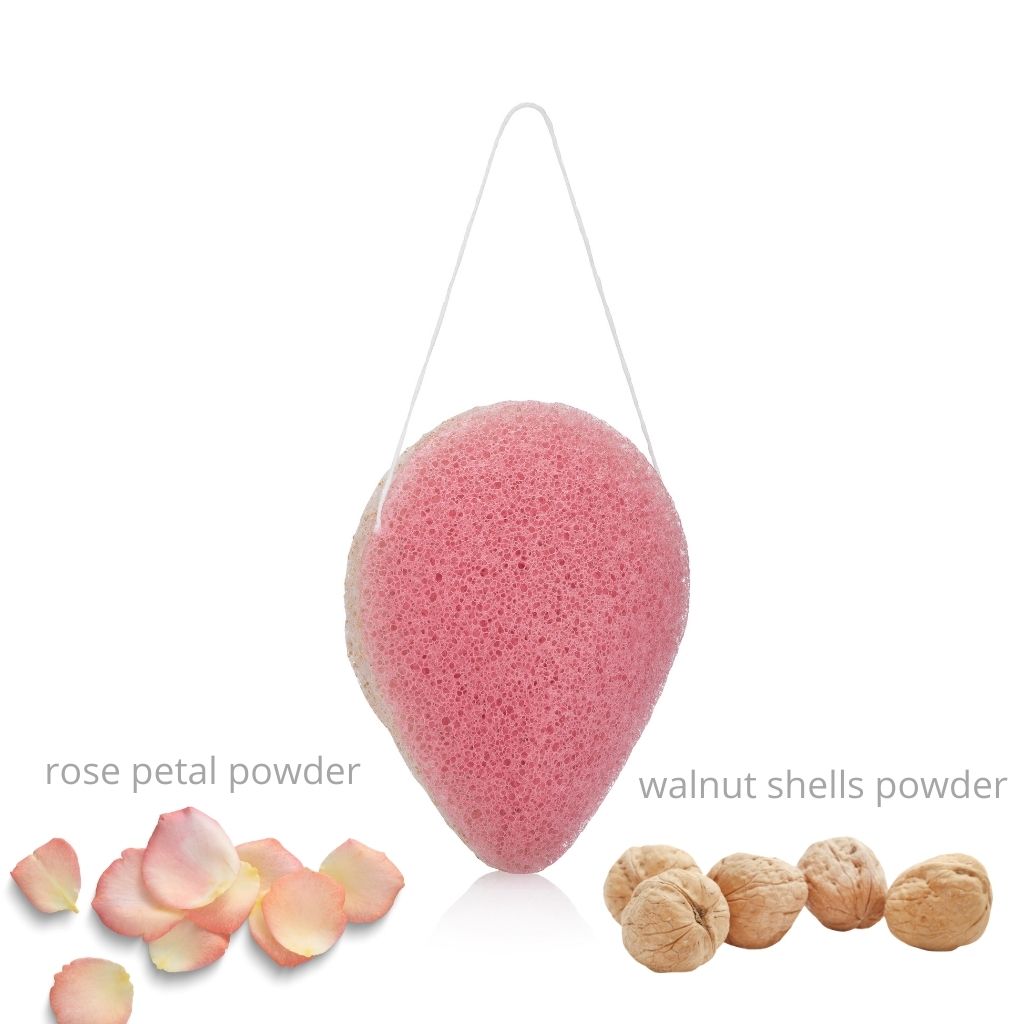 Charcoal/Rose/Green Tea + Walnut Konjac Gentle Facial Sponges Set - Hello Cider