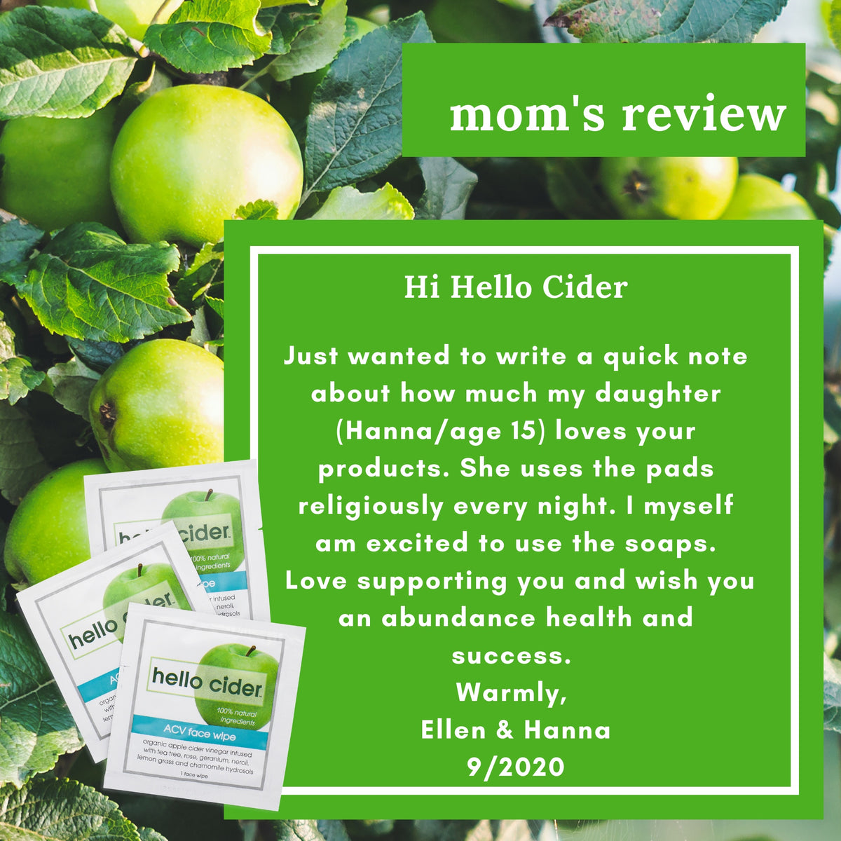 Acne organic face wipe