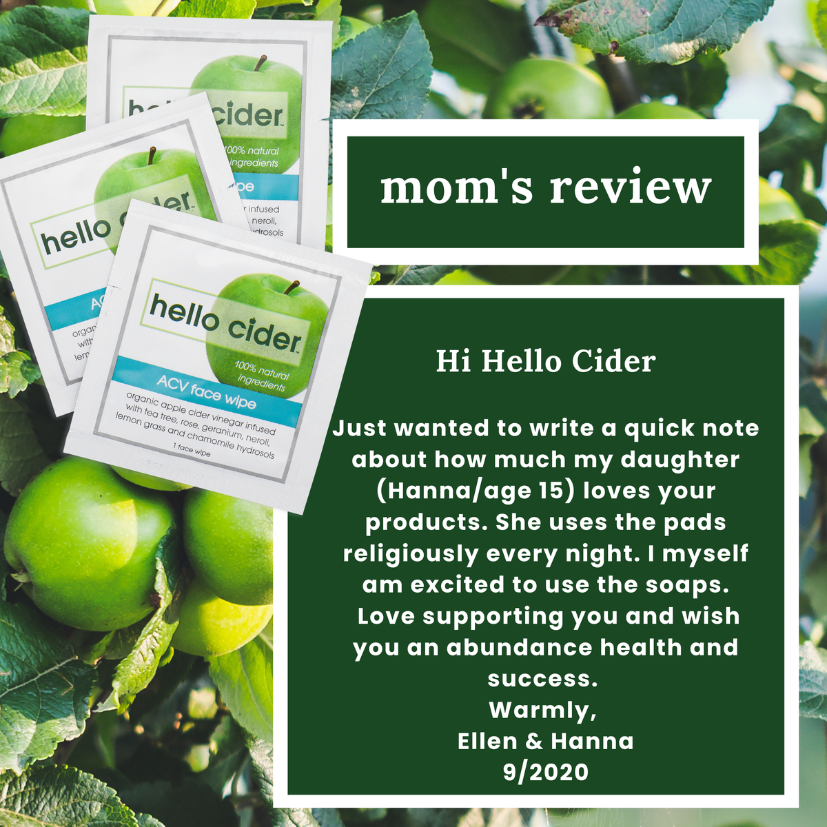 Acne organic face wipe