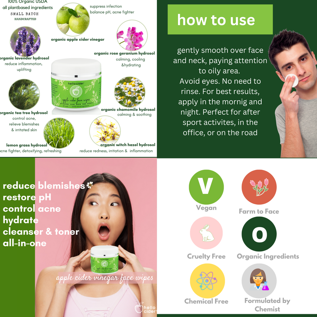 Acne organic face pads - 60/jar