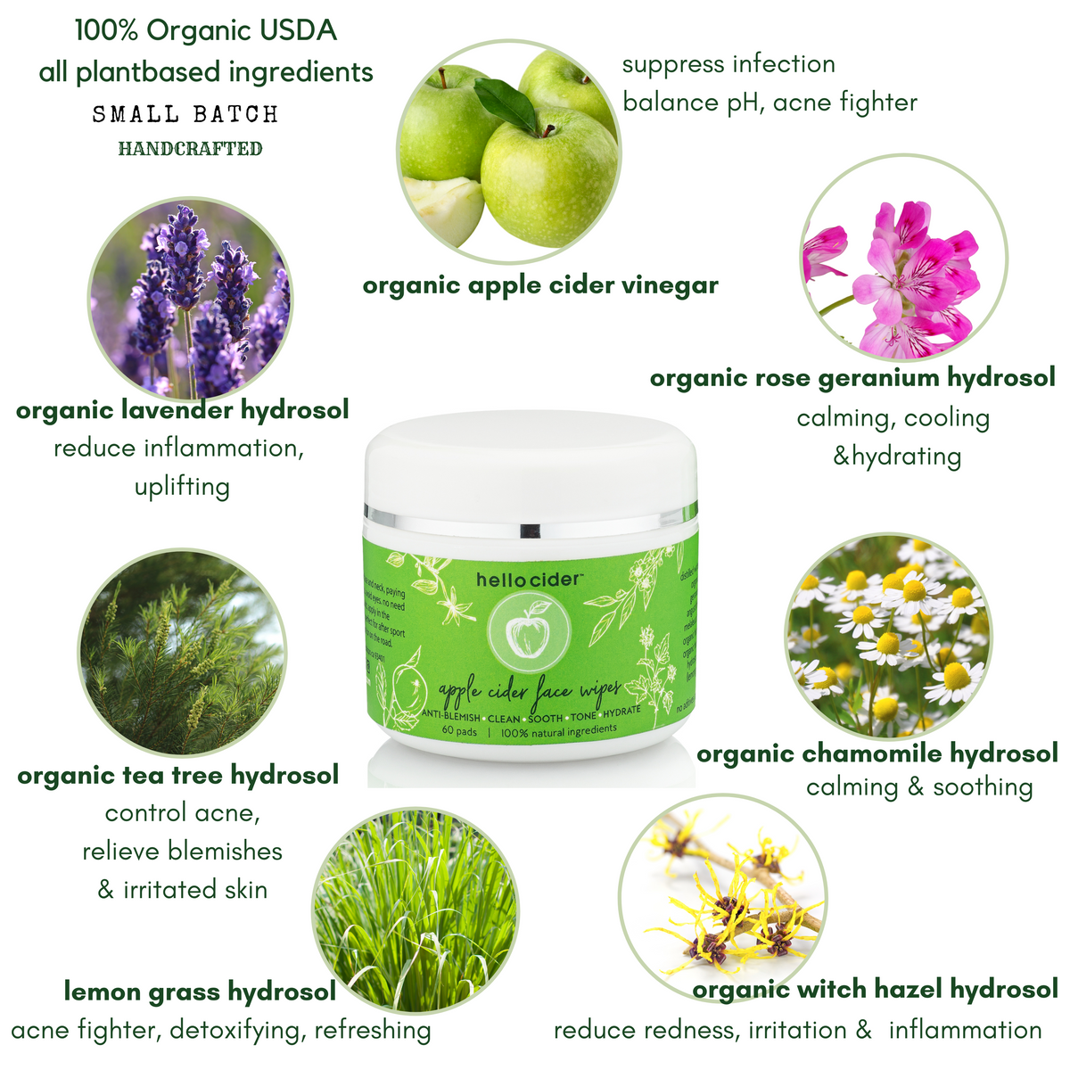 Acne organic face pads - 60/jar