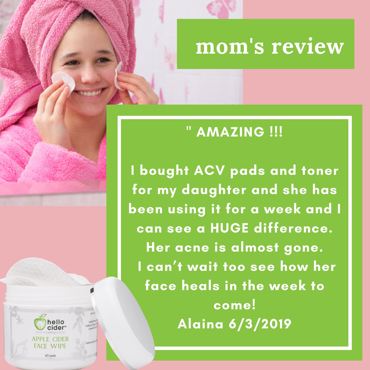 Acne organic face pads - 60/jar