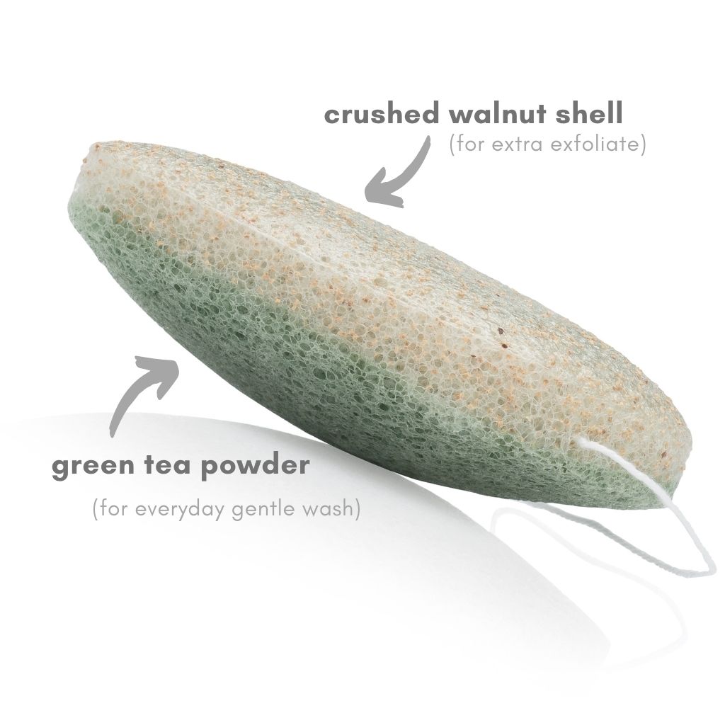 Green Tea/Walnut Shell  Konjac Sponge - Hello Cider