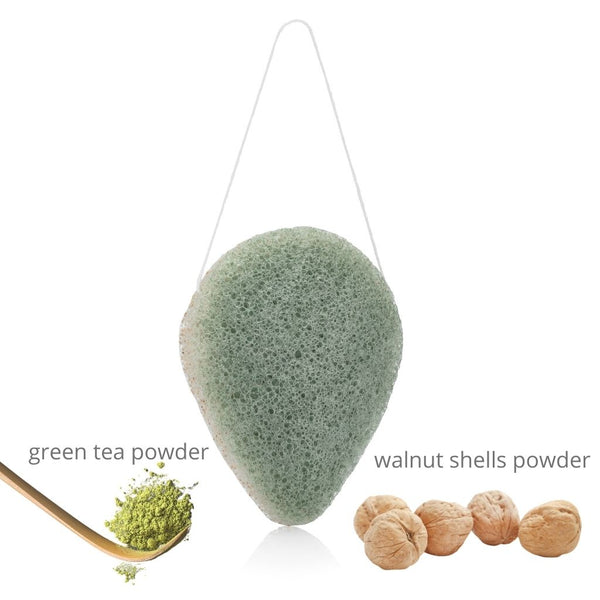 Green Tea Konjac Sponge with Walnut Shell - Hello Cider
