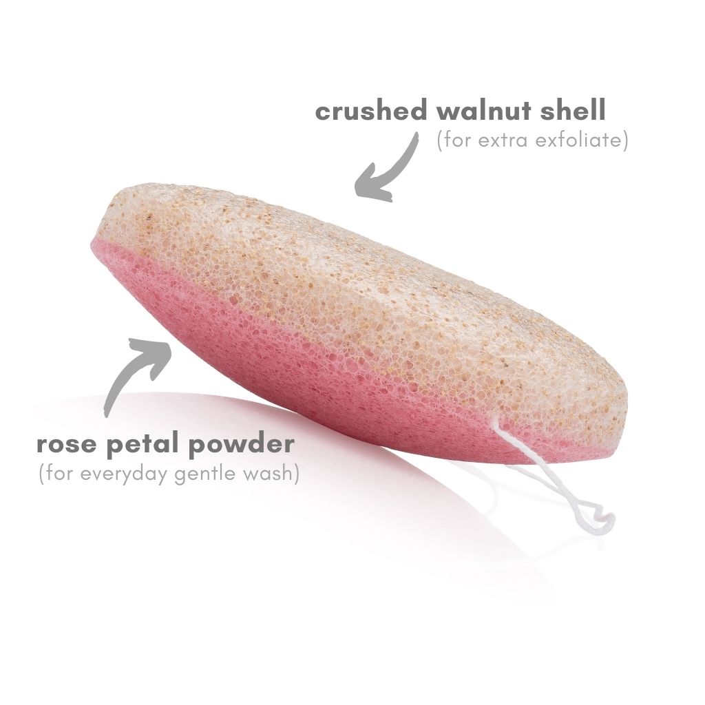 Rose Petal/Walnut Konjac Sponge - Hello Cider