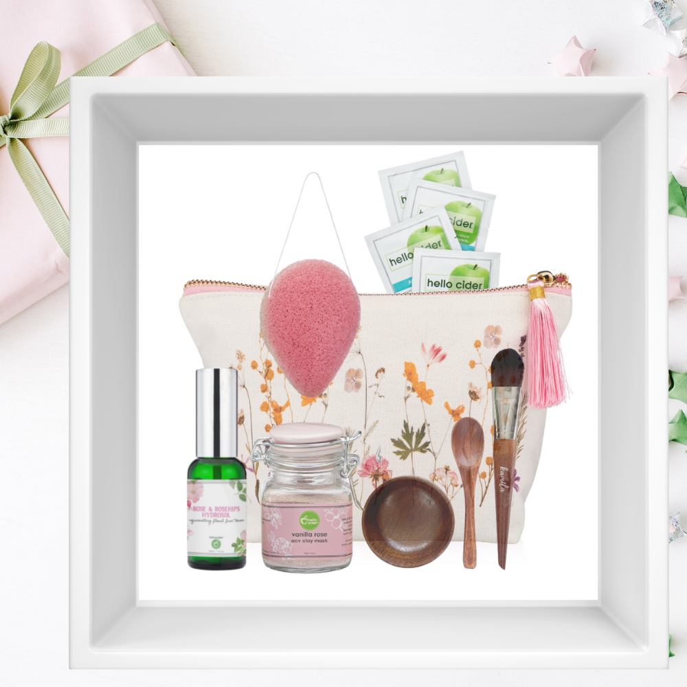 Gift set rose vanilla clay mask